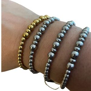 NWT Nogucci Beaded Metallic Stretch Bracelets Set of 4